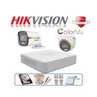 Trọn gói 2 camera Hikvision 2MP CCTV-HIK2DF3T-PF ColorVu có màu ban đêm