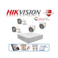 Trọn gói 4 camera Hikvision 2MP CCTV-HIK4DF3T-PF ColorVu có màu ban đêm