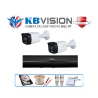 Trọn gói 2 camera Kbvision 2MP CCTV-KB2CF2203L Full Color có màu ban đêm