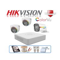 Trọn gói 3 camera Hikvision 2MP CCTV-HIK3DF3T-PF ColorVu có màu ban đêm