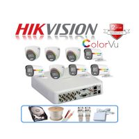 Trọn gói 8 camera Hikvision 2MP CCTV-HIK8DF3T-PF ColorVu có màu ban đêm