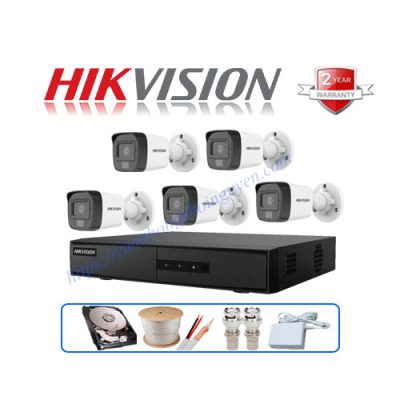 Trọn Gói 5 Camera Hikvision 2MP CCTV-HIK516D0T-LFS